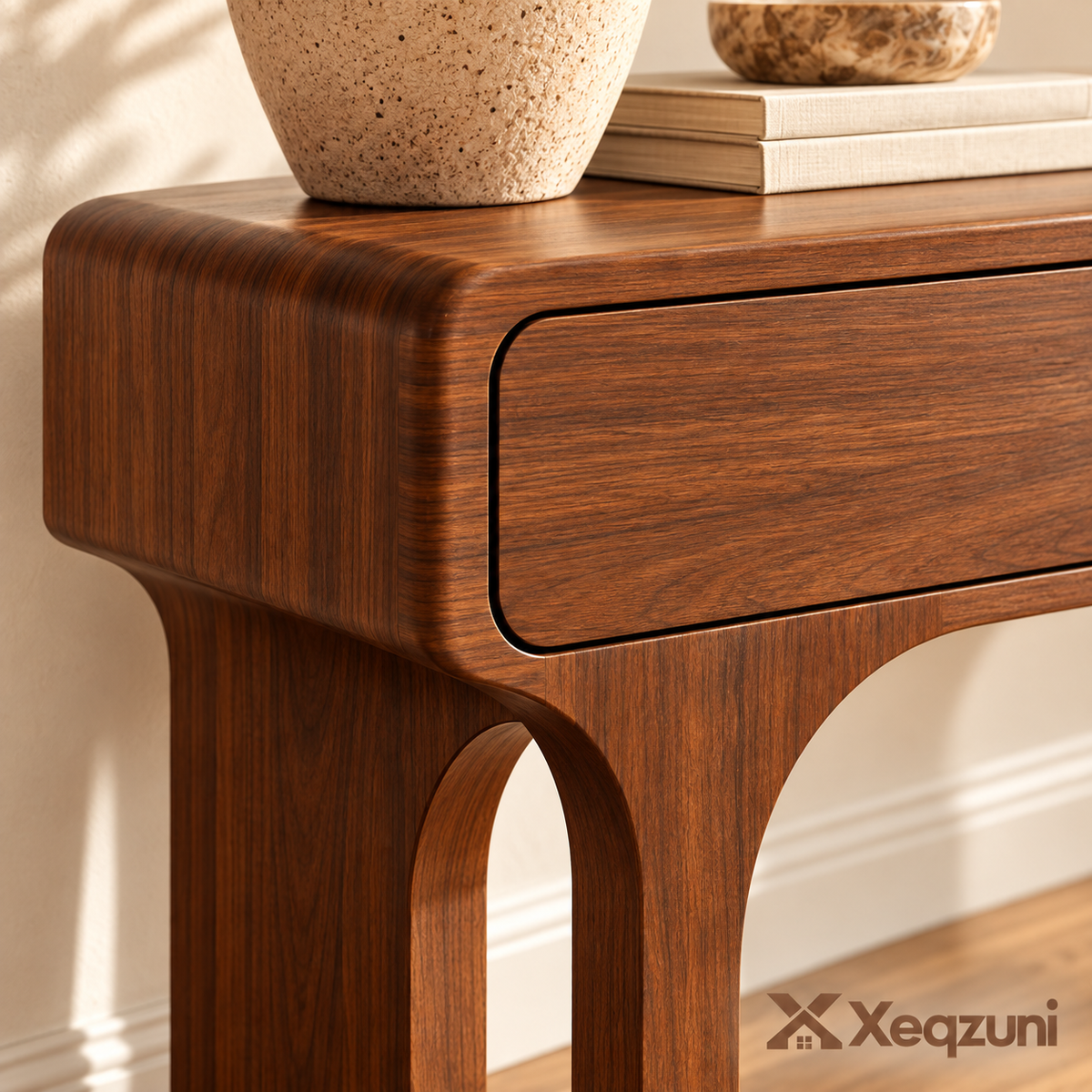Xeqzuni™ Two-Drawer Walnut-Tone Console Table