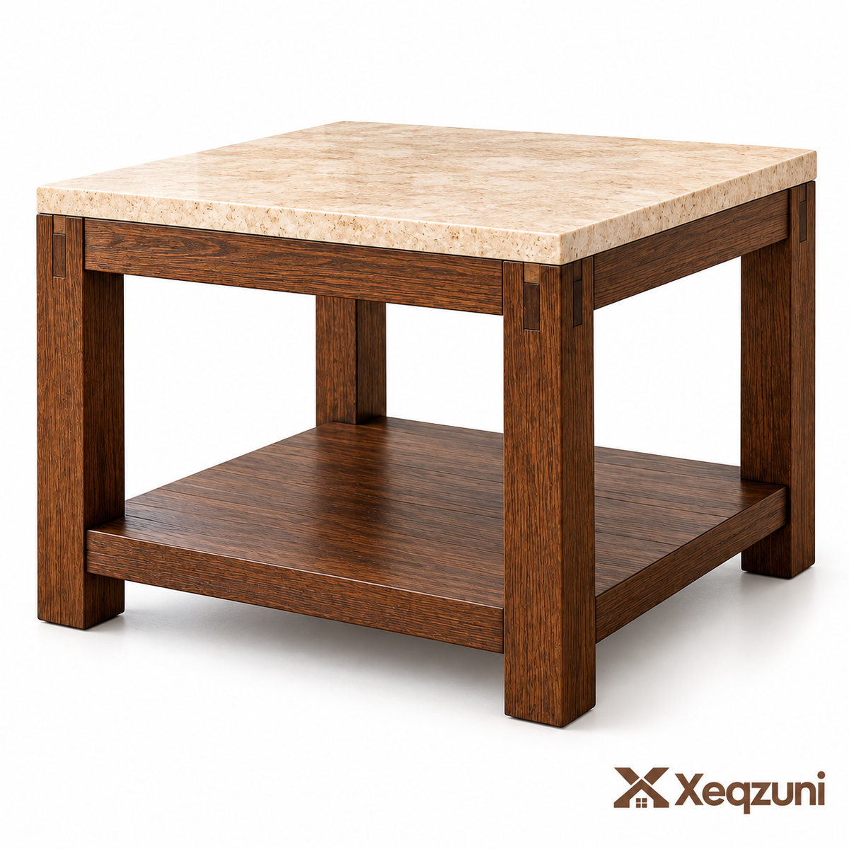 Xeqzuni™ Stone-Look Top End Table with Shelf