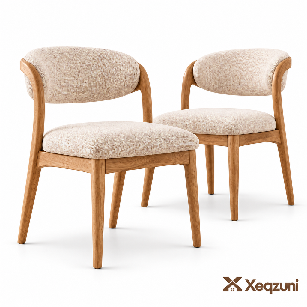 Xeqzuni™ Upholstered Oak-Tone Dining Chairs, Set of 2