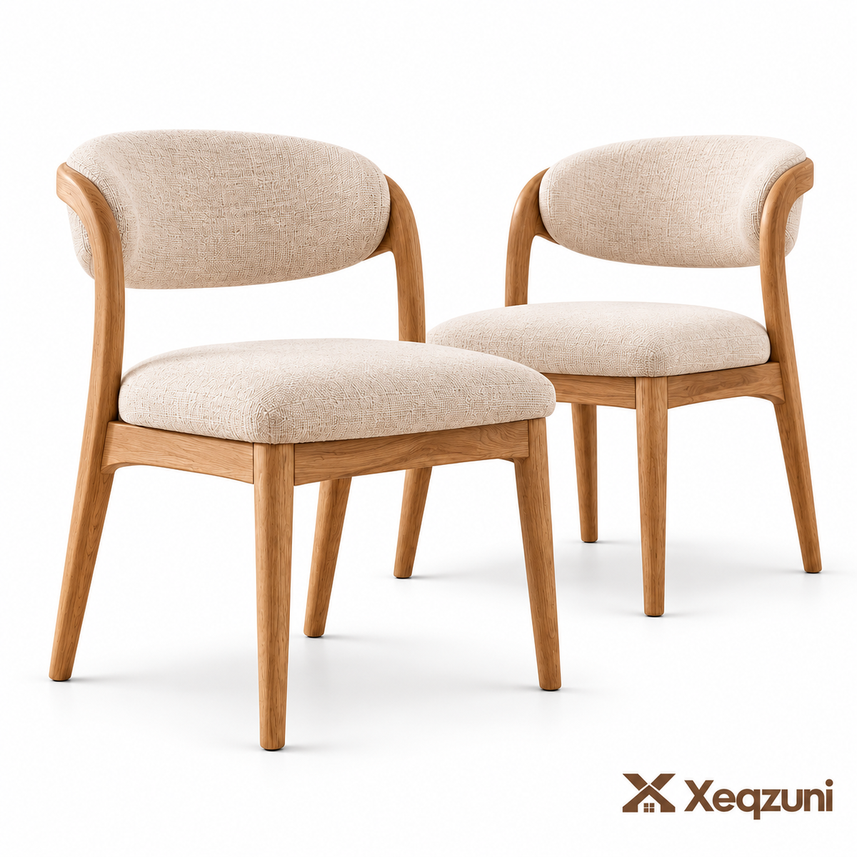 Xeqzuni™ Upholstered Oak-Tone Dining Chairs, Set of 2