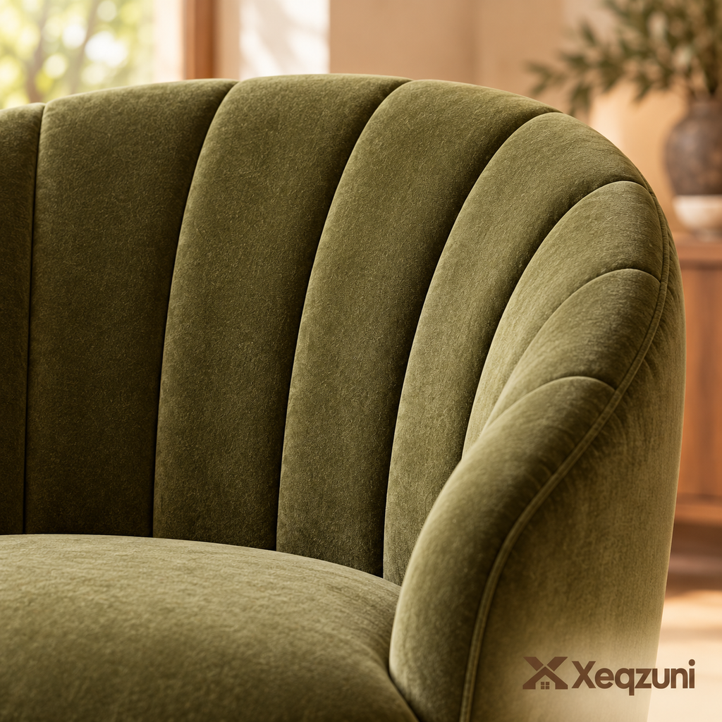 Xeqzuni™ Olive Channel-Back Accent Chair