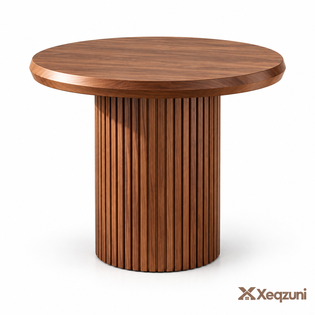 Xeqzuni™  Round Fluted Wood Accent Table