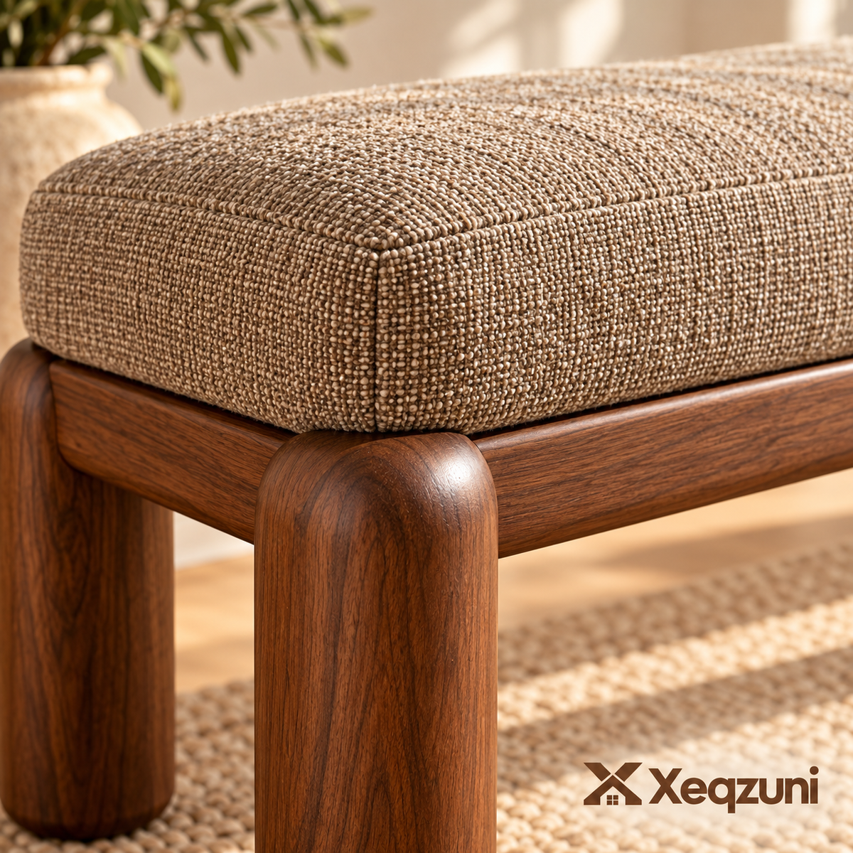 Xeqzuni™ Upholstered Walnut-Tone Bench