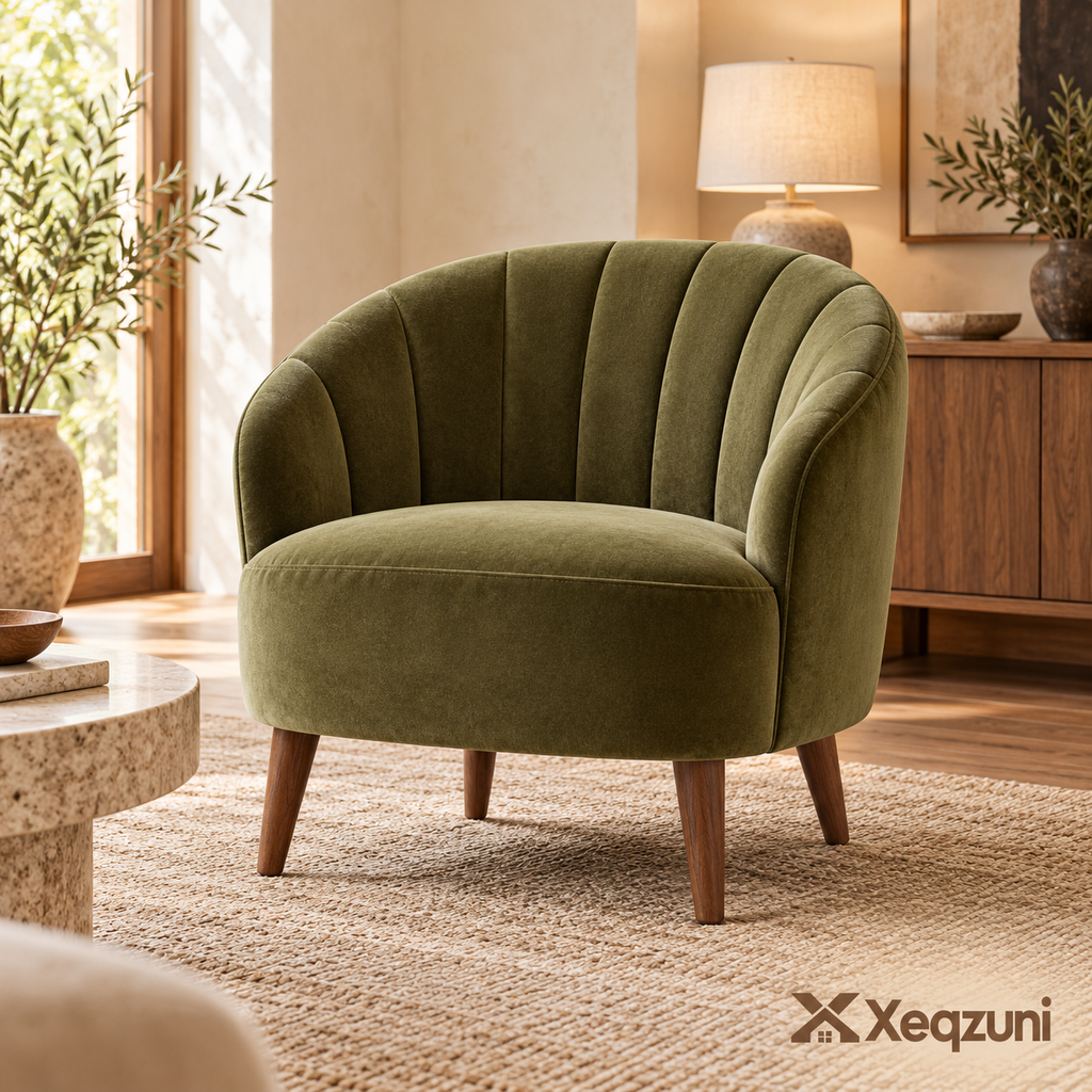 Xeqzuni™ Olive Channel-Back Accent Chair
