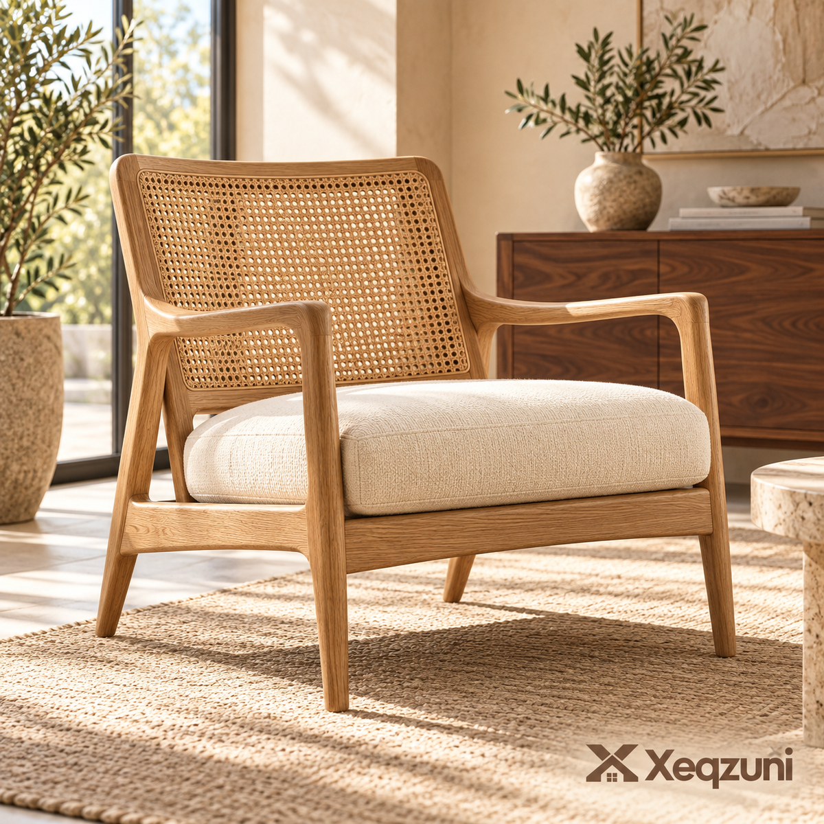 Xeqzuni™ Cane-Back Lounge Chair