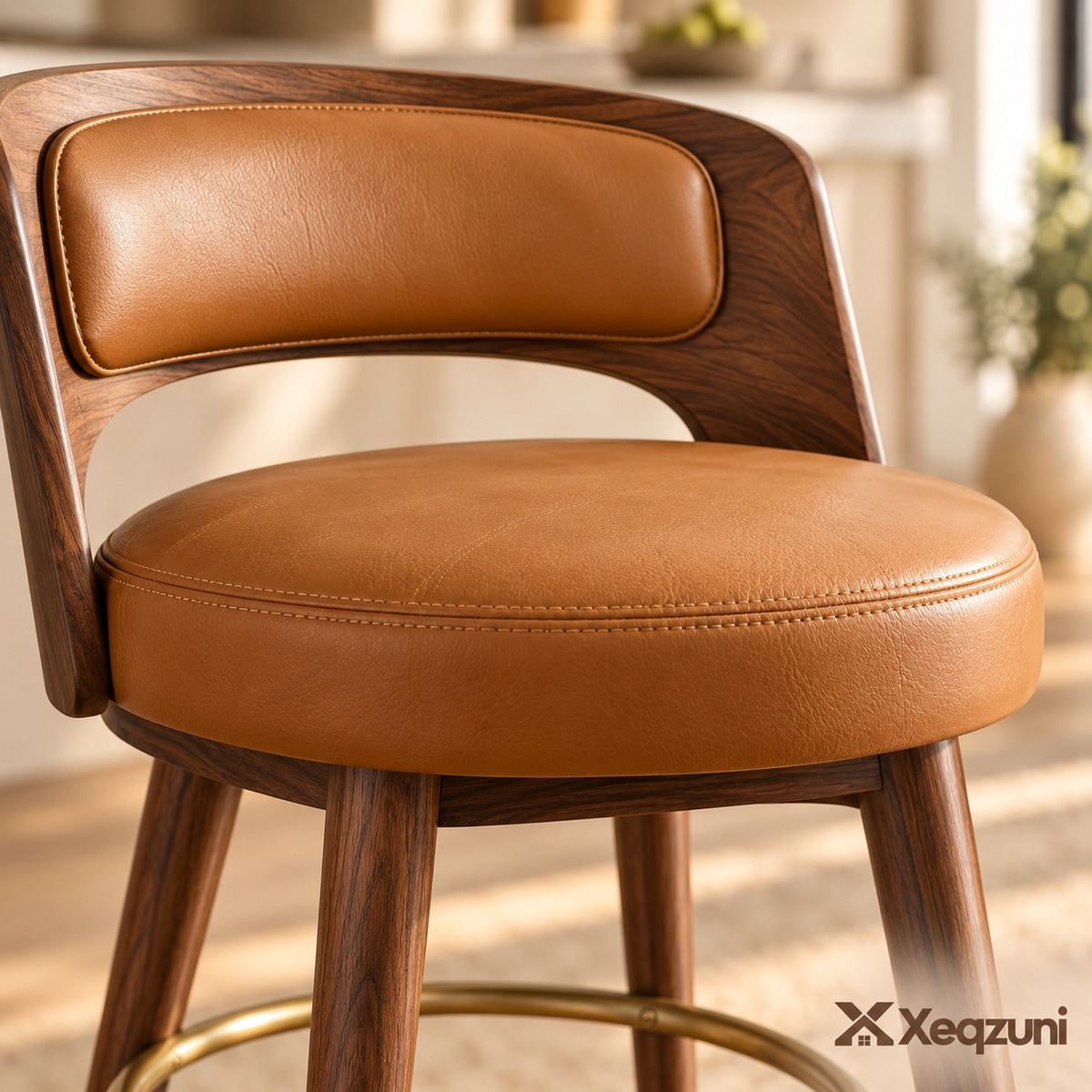 Xeqzuni™ Caramel Counter Stools, Set of 2