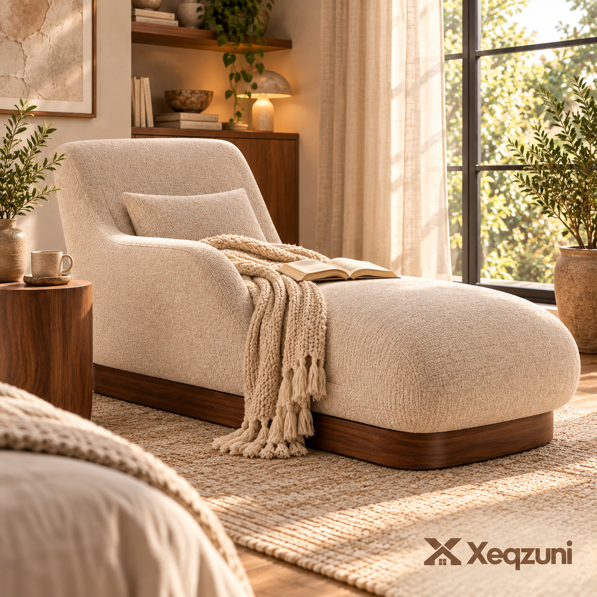 Xeqzuni™ Oatmeal Upholstered Chaise Lounge