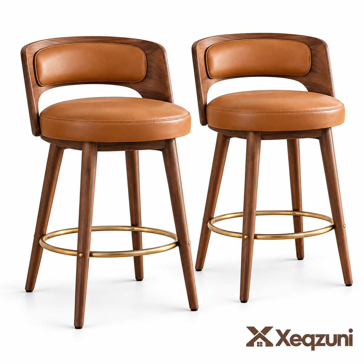 Xeqzuni™ Caramel Counter Stools, Set of 2