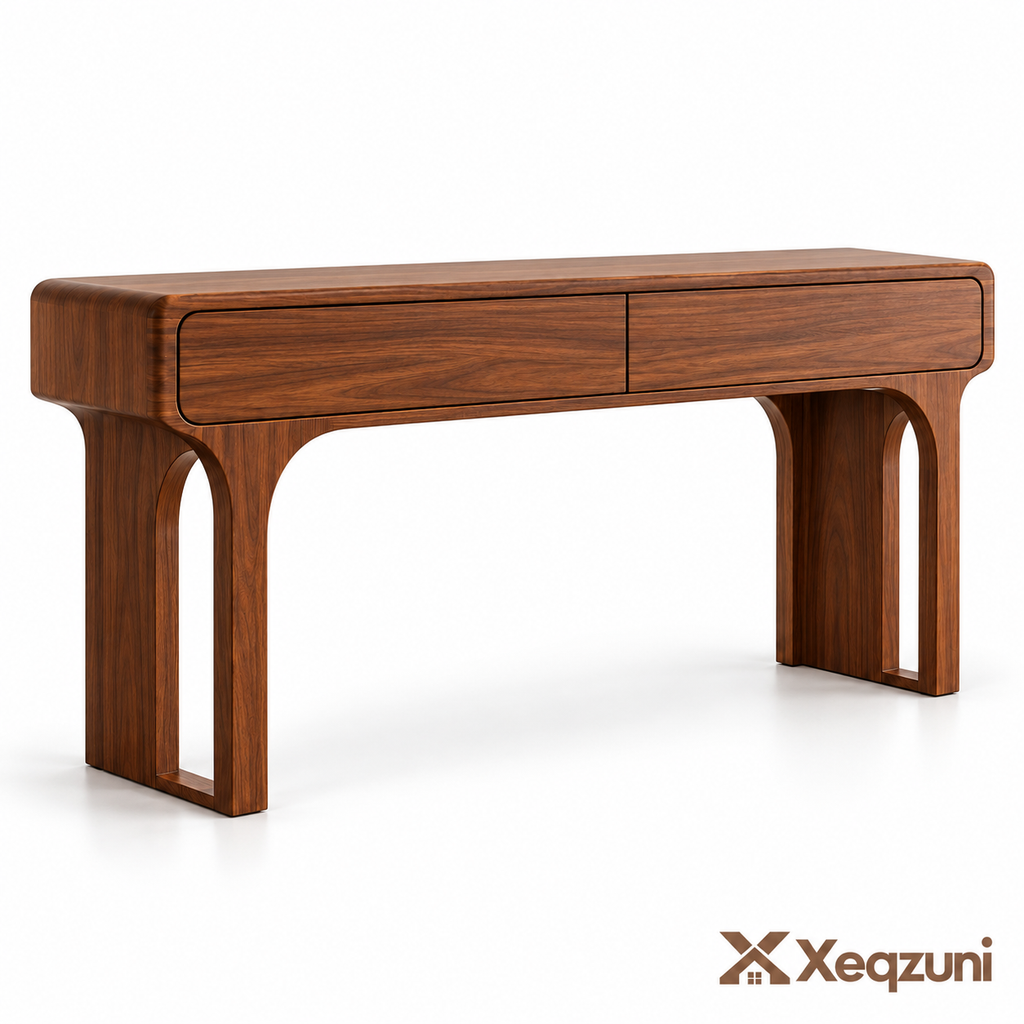 Xeqzuni™ Two-Drawer Walnut-Tone Console Table