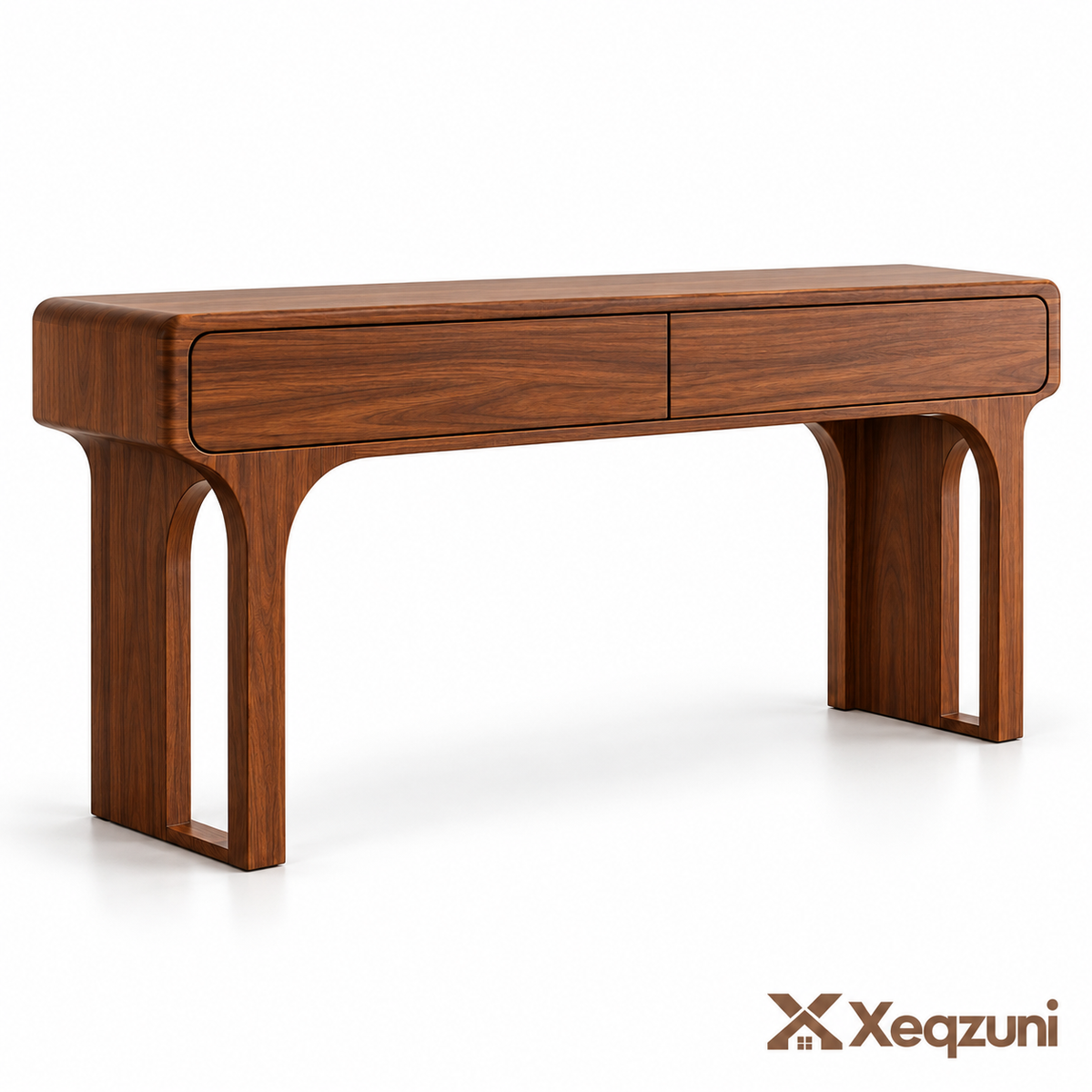 Xeqzuni™ Two-Drawer Walnut-Tone Console Table