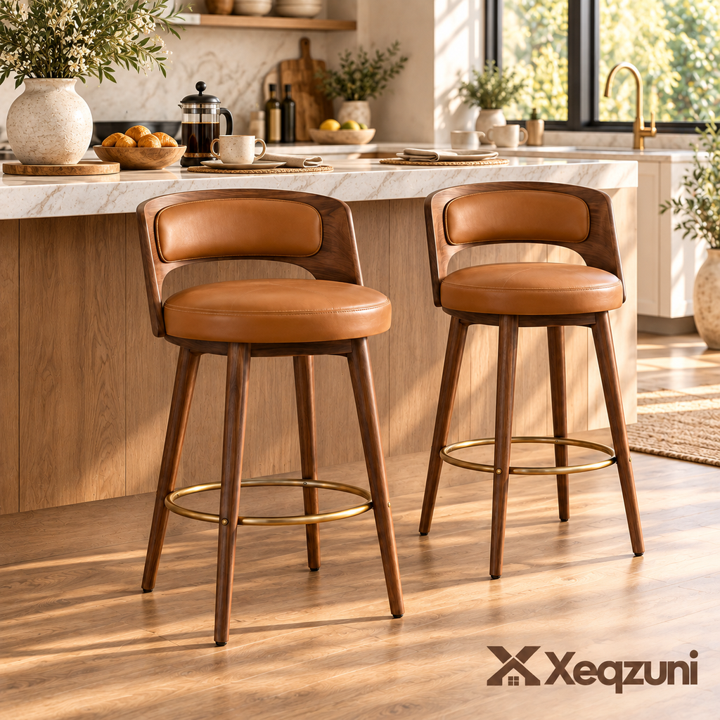 Xeqzuni™ Caramel Counter Stools, Set of 2