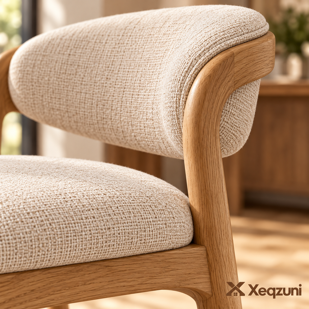 Xeqzuni™ Upholstered Oak-Tone Dining Chairs, Set of 2